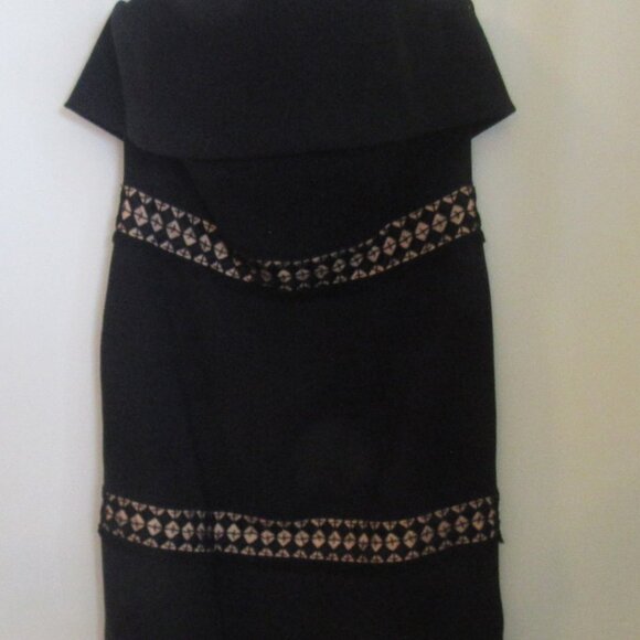 Lucian Matis Sleeveless Black Dress with Tan Lace Inserts, Knee Length S 10 K116 - Picture 15 of 16